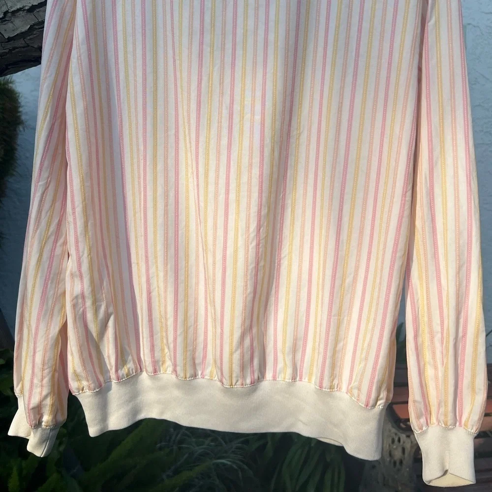 Vtg Liz Claiborne Pink, Yellow, White Striped Long-Sleeve Pullover Top | Small - Picture 5 of 13